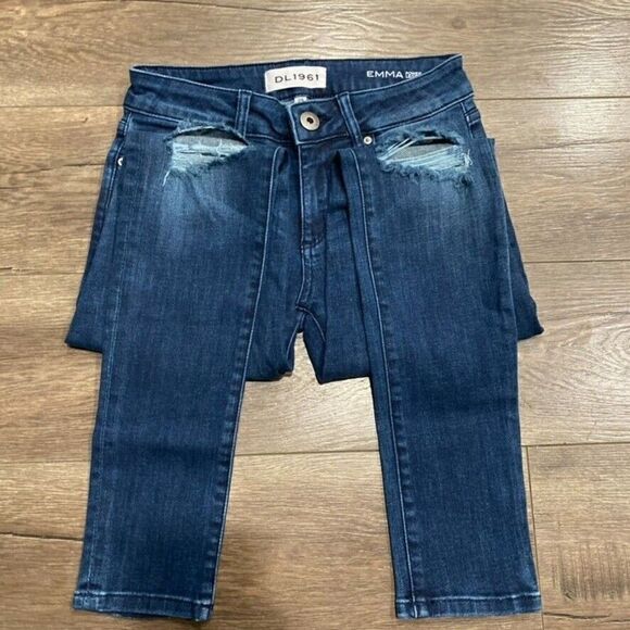 DL1961 'Emma Power Legging' Blue Stretch  Skinny Crop Jeans Sz. 24 - Picture 6 of 8